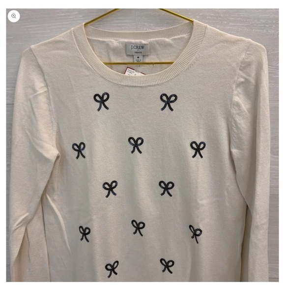 J. Crew Ivory Top with Black Bow Details - Picture 5 of 7